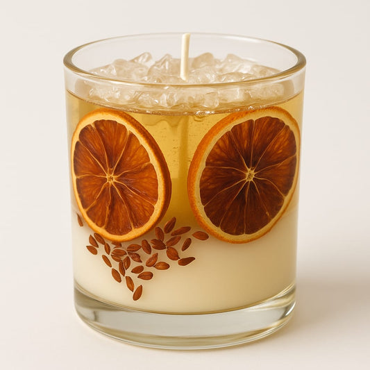 Citrus Bliss Handcrafted Soy Wax Candle – Dried Orange & Flaxseed Infused